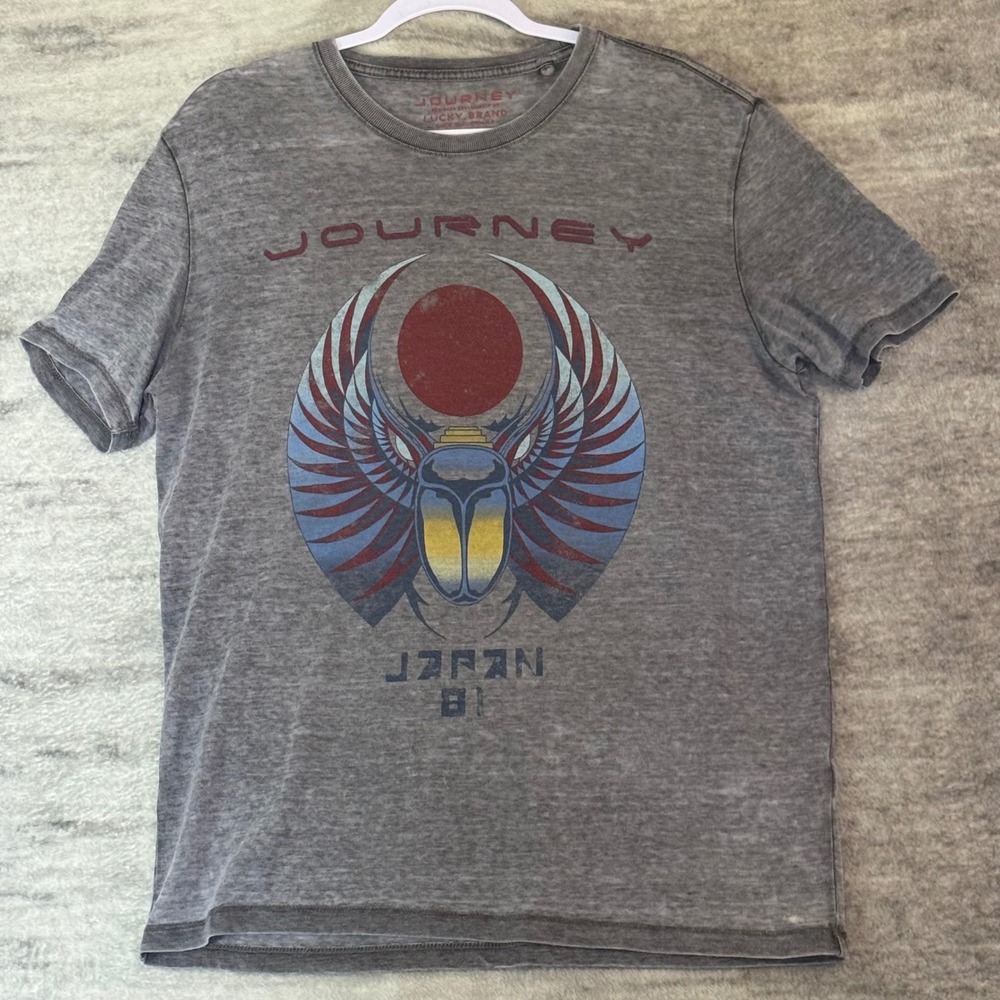 Lucky Brand Journey Japan 81 Graphic Band Tee Grey Large